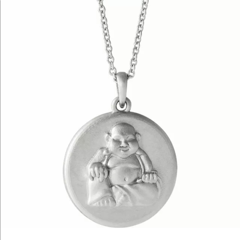 Silver Buddha Medallion Necklace